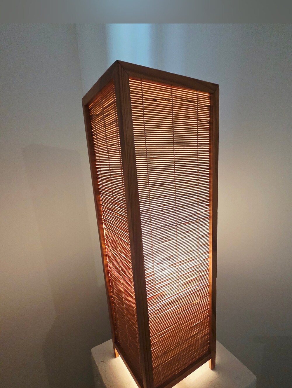 MCM Vintage Tarogo Tiki Style Oriental Lamp Shoji Accent Wood Frame Bamboo Shade